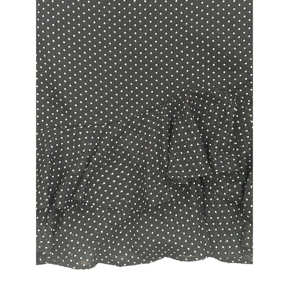 Ann Taylor Black Skirt White Polka Dot Knee Length Skirt Lined Ruffles - Size 14 - Picture 9 of 16